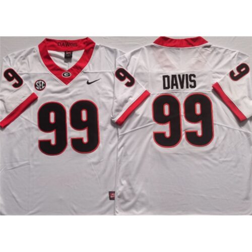 6861cae7c7b86_1 Men's Georgia Bulldogs #99 DAVIS White College Football Stitched Jersey