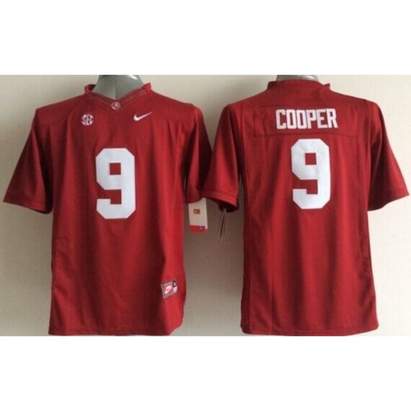 6861caf10a853_1 Crimson Tide #9 Amari Cooper Red SEC Patch Stitched Youth NCAA Jersey