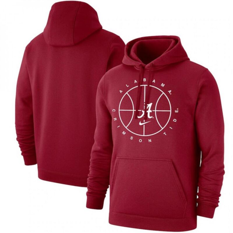 6861cb000a964_1 Men's Alabama Crimson Tide Red Basketball Icon Club Fleece Pullover Hoodie