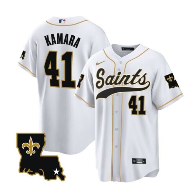 6861cb0314a02_1 Men's New Orleans Saints #41 Alvin Kamara White 1987 Legacy Cool Base Stitched Baseball Jersey