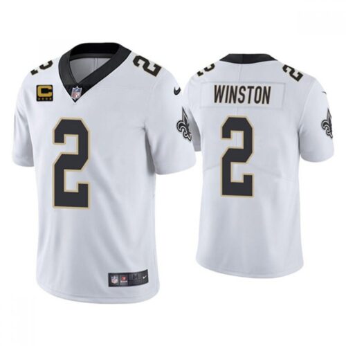 6861cb12779fe_1 Men's New Orleans Saints 2022 #2 Jameis Winston White With 4-star C Patch Vapor Untouchable Cool Base Stitched Jersey
