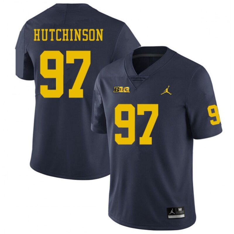 6861cb2024a24_1 Men's Michigan Wolverines #97 Aidan Hutchinson Navy Stitched Football Jersey