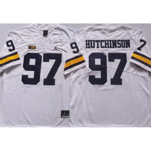 6861cb2336aae_1 Men's Michigan Wolverines #97 HUTCHINSON White Stitched Jersey