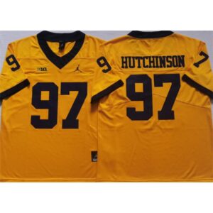 6861cb299e4fe_1 Men's Michigan Wolverines #97 HUTCHINSON Yellow Stitched Jersey