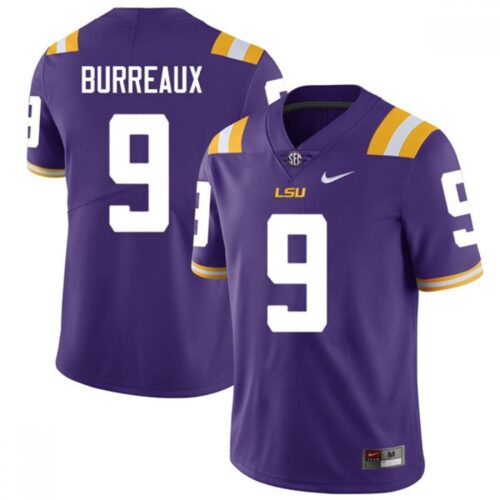 6861cb51e9edf_1 Men's LSU Tigers #9 Joe Burreaux Purple Limited Stitched NCAA Jersey