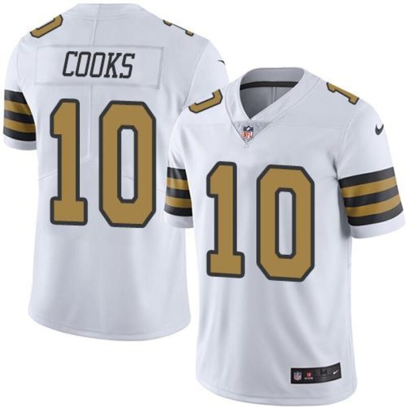 6861cb565053d_1 Saints #10 Brandin Cooks White Men's Stitched NFL Limited Rush Jersey