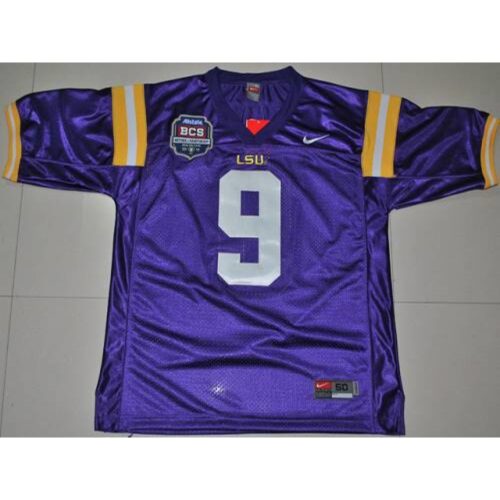 6861cb67ddef4_1 LSU Tigers #9 Jordan Jefferson Purple 2012 BCS Championship Patch Stitched NCAA Jersey