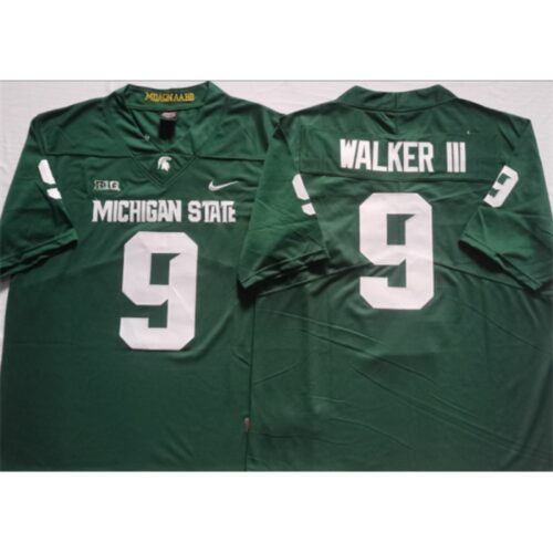 6861cb8cd6247_1 Men's Michigan State Spartans Green #9 WALKER III Green Stitched Jersey