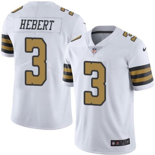 6861cba048d93_1 Saints #3 Bobby Hebert White Men's Stitched NFL Limited Rush Jersey