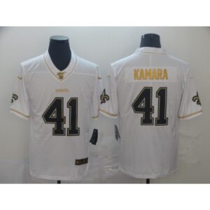 6861cbb328cfe_1 Men's New Orleans Saints #41 Alvin Kamara White 2019 100th Season Golden Edition Limited Stitched NFL Jersey
