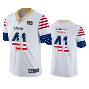 6861cbb64a439_1 Men's New Orleans Saints #41 Alvin Kamara White 2019 USA Flag Fashion Limited Stitched NFL Jersey