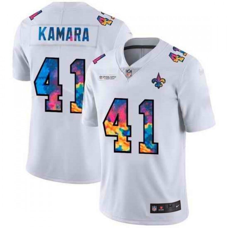 6861cbc64a02d_1 Men's New Orleans Saints #41 Alvin Kamara White Crucial Catch Limited Stitched Jersey
