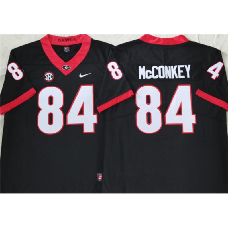6861cbc94a52e_1 Men's Georgia Bulldogs #84 McCONKEY Black College Football Stitched Jersey