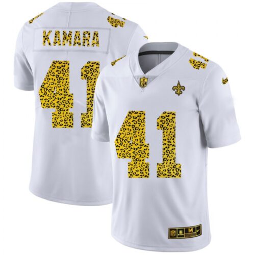 6861cbc97d080_1 Men's New Orleans Saints #41 Alvin Kamara 2020 White Leopard Print Fashion Limited Stitched Jersey