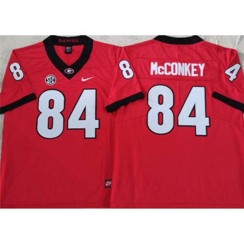 6861cbd02b723_1 Men's Georgia Bulldogs #84 McCONKEY Red College Football Stitched Jersey