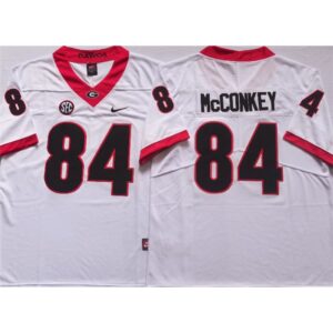6861cbd34c7c6_1 Men's Georgia Bulldogs #84 McCONKEY White College Football Stitched Jersey