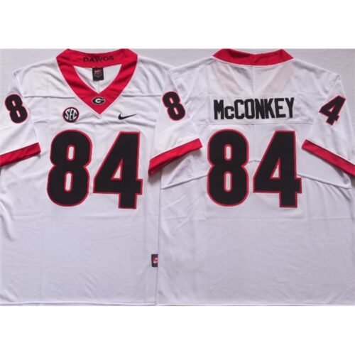6861cbd34c7c6_1 Men's Georgia Bulldogs #84 McCONKEY White College Football Stitched Jersey