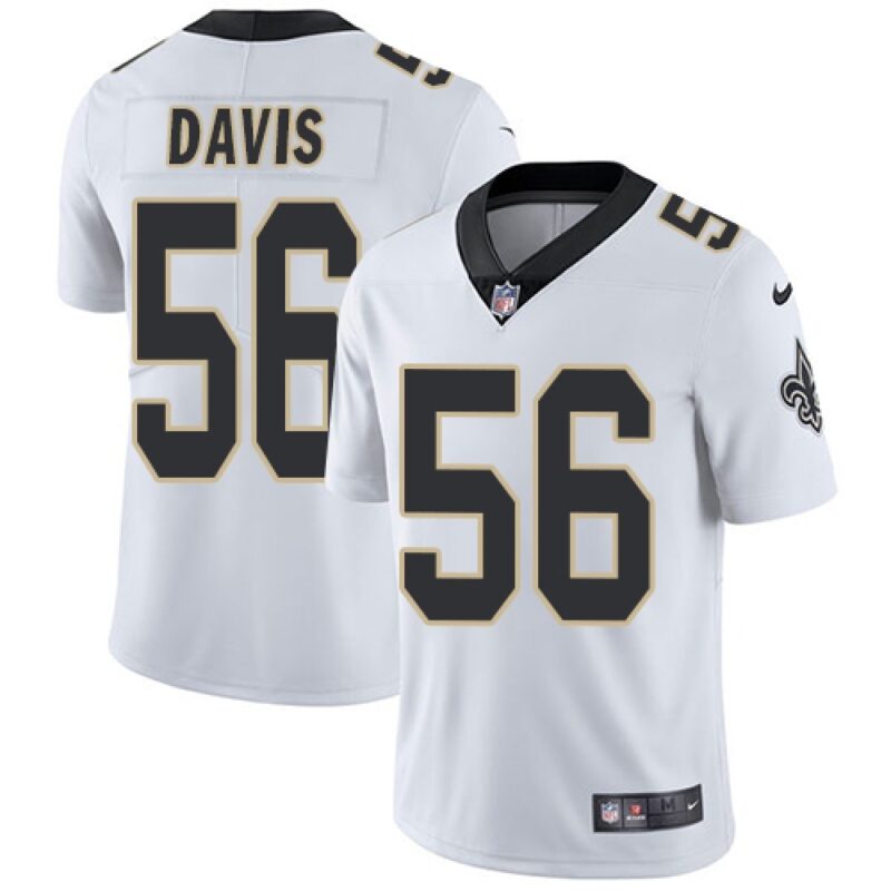 6861cbe6703e7_1 Men's New Orleans Saints #56 DeMario Davis White Vapor Untouchable Limited Stitched NFL Jersey