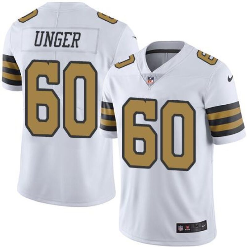 6861cbe97dd45_1 Saints #60 Max Unger White Men's Stitched NFL Limited Rush Jersey
