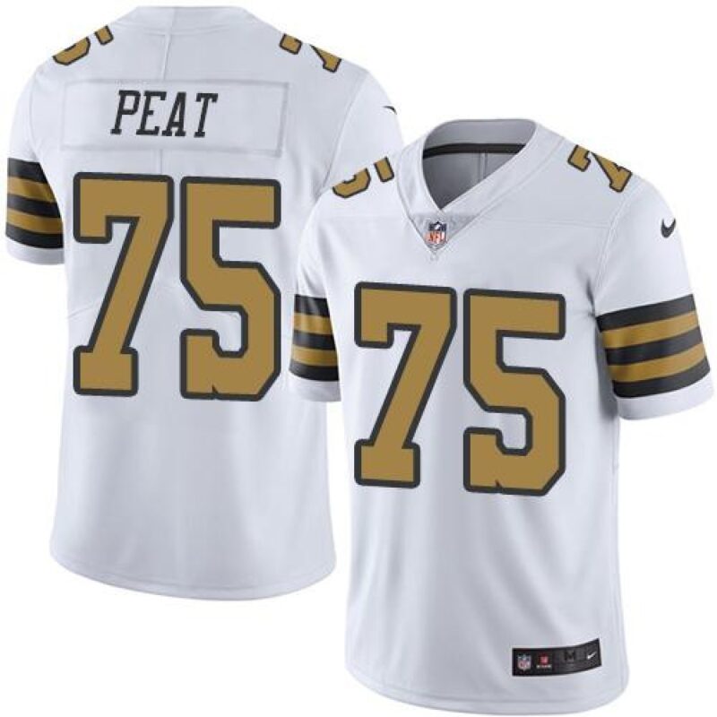 6861cbf658efd_1 Saints #75 Andrus Peat White Men's Stitched NFL Limited Rush Jersey