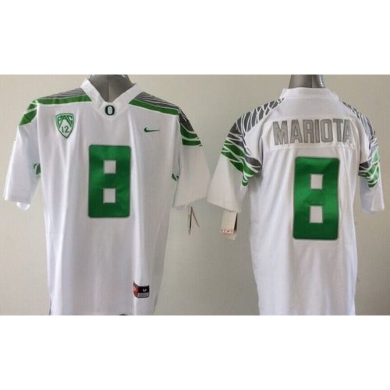 6861cbfa56aeb_1 Ducks #8 Marcus Mariota White Stitched Youth NCAA Jersey