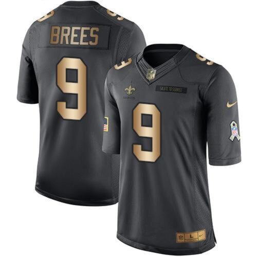 6861cc1a4e3c2_1 Saints #9 Drew Brees Black Men's Stitched NFL Limited Gold Salute To Service Jersey