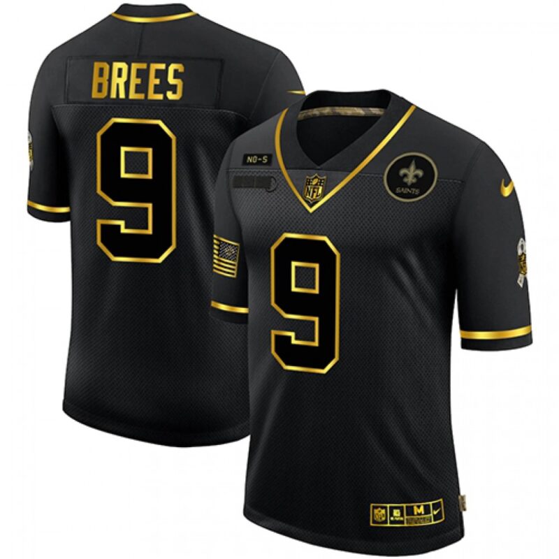6861cc20f1f45_1 Men's New Orleans Saints #9 Drew Brees 2020 Black/Gold Salute To Service Limited Stitched Jersey
