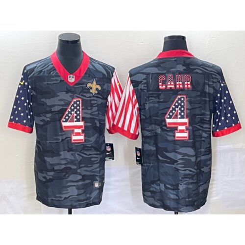 6861cc449c64a_1 Men's New Orleans Saints #4 Derek Carr Camo USA Flag Limited Stitched Jersey