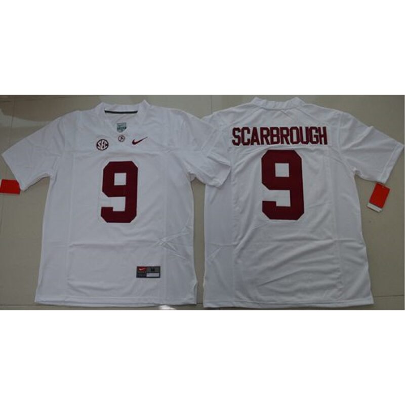 6861cc4807190_1 Crimson Tide #9 Bo Scarbrough White Limited Stitched NCAA Jersey