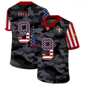 6861cc4e629b8_1 Men's New Orleans Saints #9 Drew Brees 2020 Camo USA Flag Limited Stitched Jersey