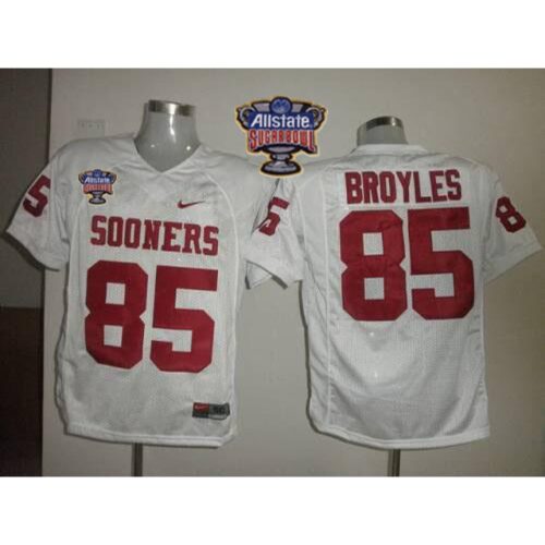 6861cc6fe869b_1 Sooners #85 Ryan Bryoles White 2014 Sugar Bowl Patch Stitched NCAA Jersey