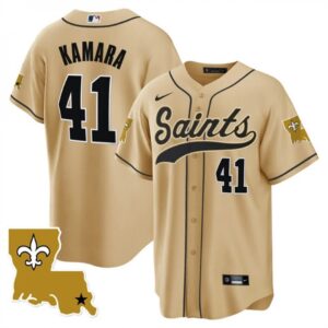 6861cc8e90372_1 Men's New Orleans Saints #41 Alvin Kamara Gold 1987 Legacy Cool Base Stitched Baseball Jersey