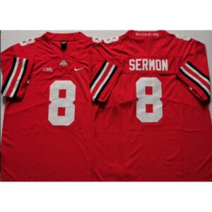 6861cc952deb7_1 Men's Ohio State Buckeyes #8 Trey Sermon Red Stitched NCAA Jersey