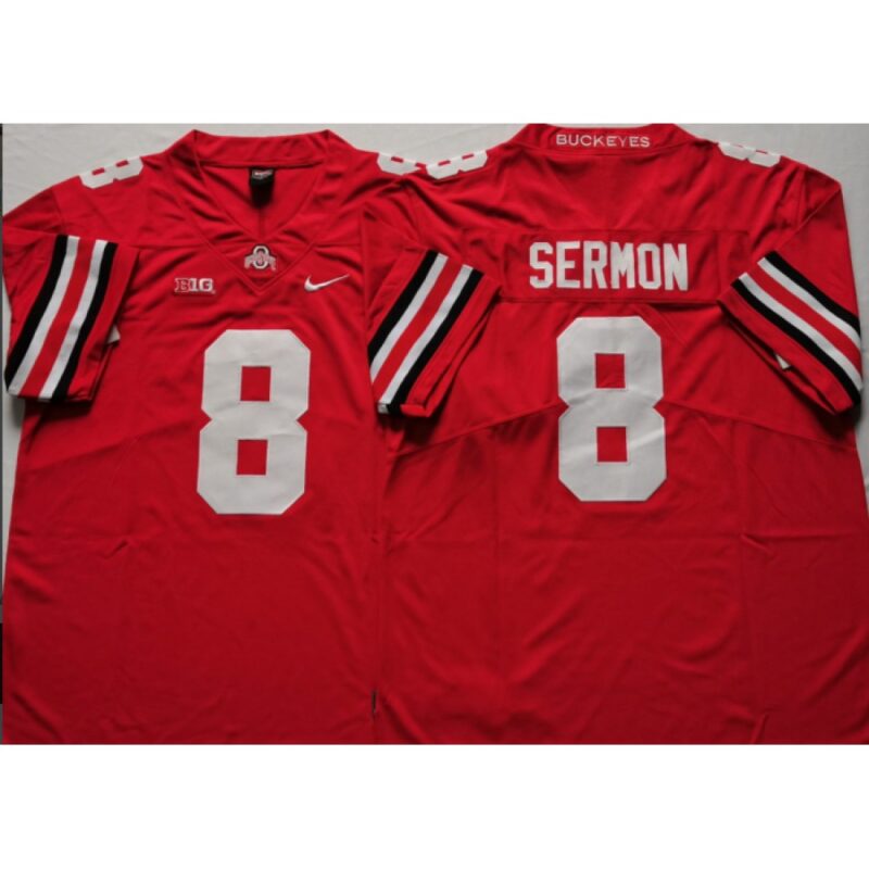 6861cc952deb7_1 Men's Ohio State Buckeyes #8 Trey Sermon Red Stitched NCAA Jersey