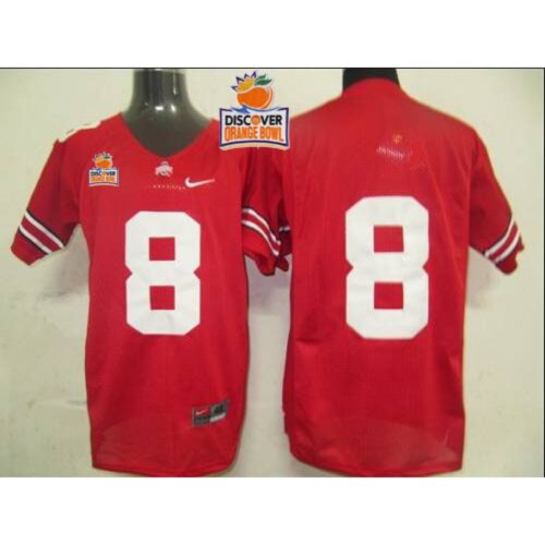 6861cc9e5a291_1 Buckeyes #8 Red 2014 Discover Orange Bowl Patch Stitched NCAA Jersey