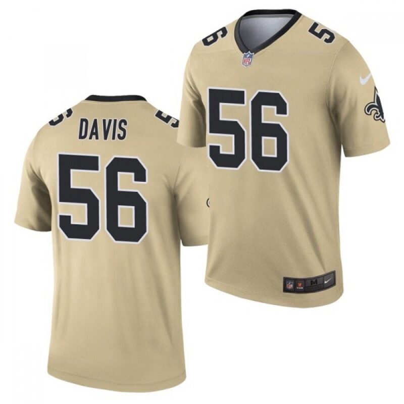 6861ccb448d09_1 Men's New Orleans Saints #56 Demario Davis 2021 Gold Inverted Legend Stitched Jersey