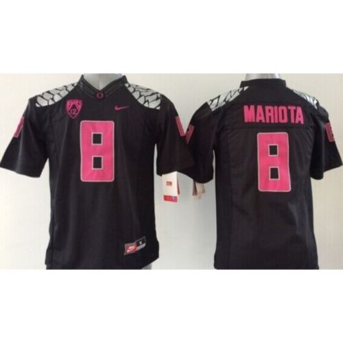 6861ccddab105_1 Ducks #8 Marcus Mariota Black(Pink NO.) Stitched Youth NCAA Jersey