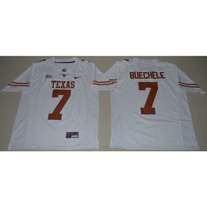 6861cce676f9c_1 Longhorns #7 Shane Buechele White Limited Stitched NCAA Jersey