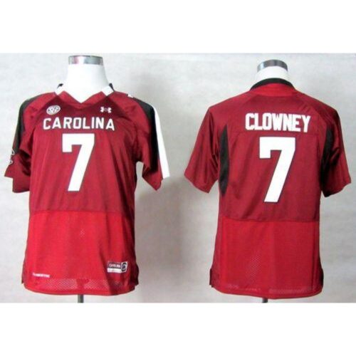 6861cd1c1bfba_1 South Carolina #7 Javedeon Clowney Red SEC Patch Stitched Youth NCAA Jersey