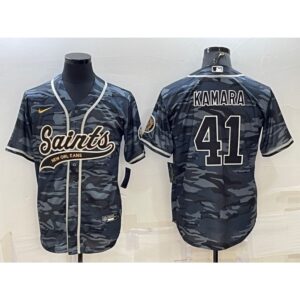 6861cd2d28b5b_1 Men's New Orleans Saints #41 Alvin Kamara Grey Camo With Patch Cool Base Stitched Baseball Jersey