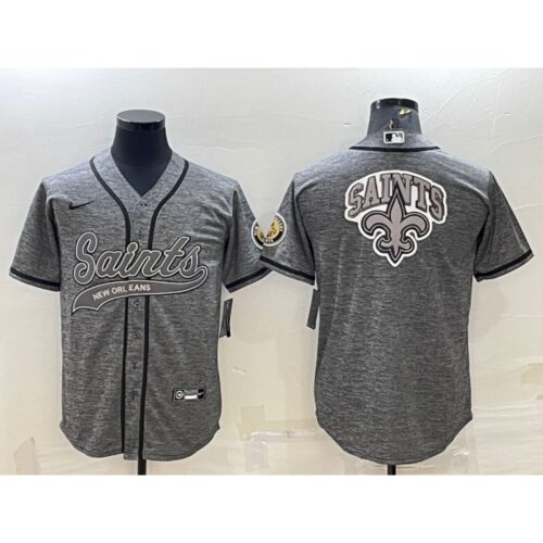 6861cd3075328_1 Men's New Orleans Saints Grey Team Big Logo With Patch Cool Base Stitched Baseball Jersey