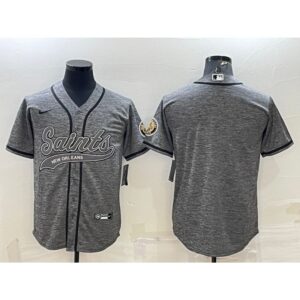 6861cd3379b29_1 Men's New Orleans Saints Blank Grey With Patch Cool Base Stitched Baseball Jersey