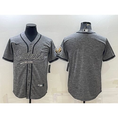 6861cd3379b29_1 Men's New Orleans Saints Blank Grey With Patch Cool Base Stitched Baseball Jersey