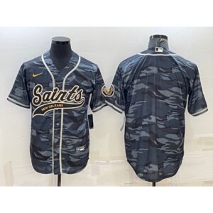 6861cd3643e3b_1 Men's New Orleans Saints Blank Grey Camo With Patch Cool Base Stitched Baseball Jersey