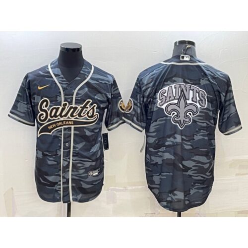 6861cd394aff6_1 Men's New Orleans Saints Blank Grey/Navy Team Big Logo With Patch Cool Base Stitched Baseball Jersey