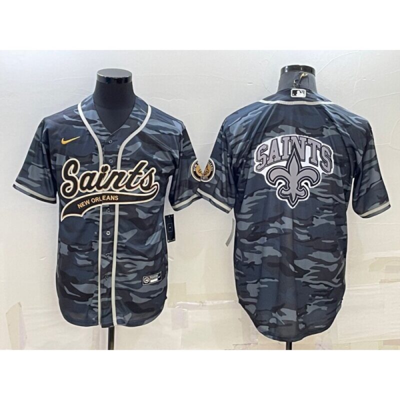 6861cd394aff6_1 Men's New Orleans Saints Blank Grey/Navy Team Big Logo With Patch Cool Base Stitched Baseball Jersey