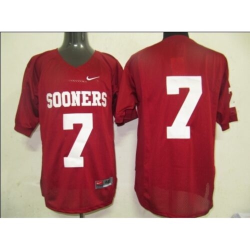 6861cd9acd81c_1 Sooners #7 Red Stitched NCAA Jersey
