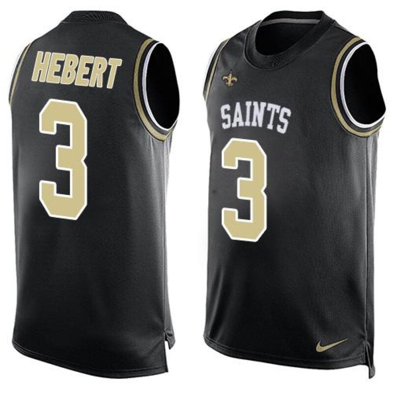6861cd9b2e22a_1 Saints #3 Bobby Hebert Black Team Color Men's Stitched NFL Limited Tank Top Jersey