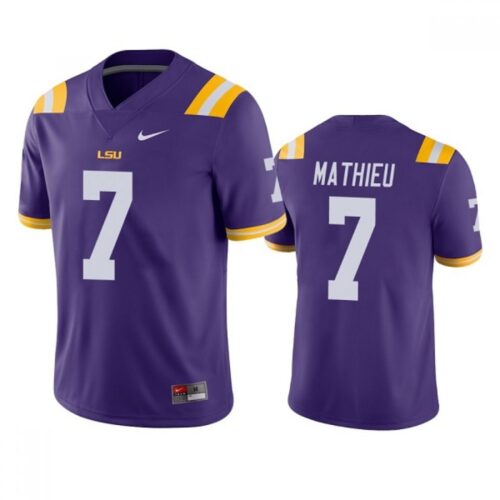 6861cd9e07a1b_1 Men's LSU Tigers #7 Tyrann Mathieu Purple Limited Stitched Jersey