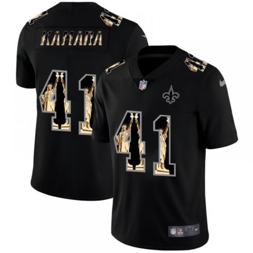 6861cdc4a067c_1 Men's New Orleans Saints #41 Alvin Kamara 2019 Black Statue of Liberty Limited Stitched NFL Jersey